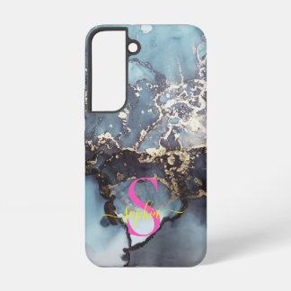 modern black and white marble monogram samsung galaxy hülle