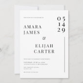 Modern Black and White Minimal Wedding Einladung (Vorderseite)