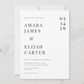 Modern Black and White Minimal Wedding Einladung (Vorderseite)