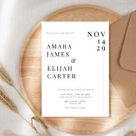 Modern Black and White Minimal Wedding Einladung