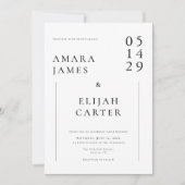 Modern Black and White Minimal Wedding Einladung (Vorderseite)