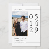 Modern Black and White Minimal Wedding Photo Dankeskarte (Vorderseite)