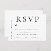 Modern Black and White Minimal Wedding RSVP Karte (Vorne/Hinten)