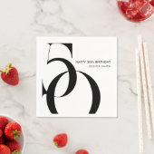 Modern Black and White Minimalist 50th Birthday Serviette (Beispiel)