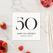 Modern Black and White Minimalist 50th Birthday Serviette (Beispiel)