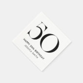 Modern Black and White Minimalist 50th Birthday Serviette (Ecke)