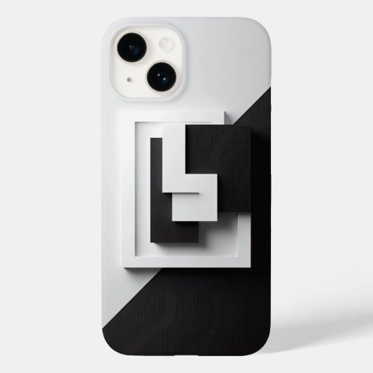 Modern Black and White Minimalist Phone Case - 3D  (Rückseite)