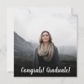 Modern black and white minimalist photo graduation einladung (Rückseite)
