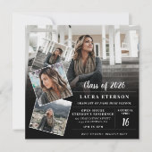 Modern black and white minimalist photo graduation einladung (Vorderseite)