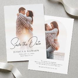 Modern Black and White Minimalist Wedding 2 Photo Save The Date