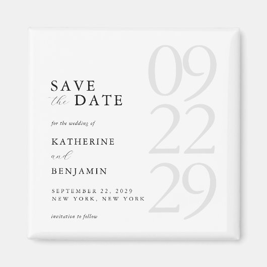 Modern Black and White Minimalist Wedding Magnet (Vorne)