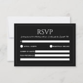 Modern black and white minimalist wedding RSVP karte (Vorderseite)