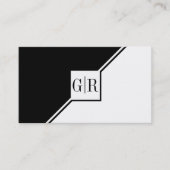 Modern black and white monogram geometric visitenkarte (Vorderseite)