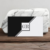 Modern black and white monogram geometric visitenkarte