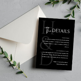 Modern Black and White Monogram Minimalist Wedding Begleitkarte
