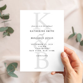 Modern Black and White Monogram Minimalist Wedding Einladung