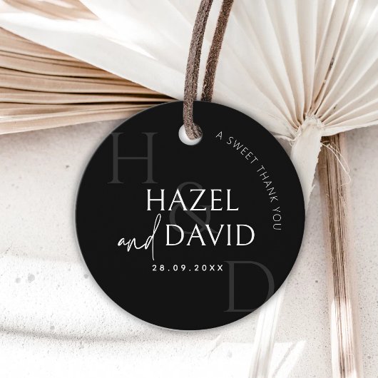 Modern Black and White Monogram Minimalist Wedding Geschenkanhänger