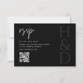Modern Black and White Monogram Minimalist Wedding RSVP Karte (Vorderseite)
