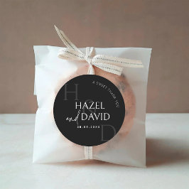 Modern Black and White Monogram Minimalist Wedding Runder Aufkleber