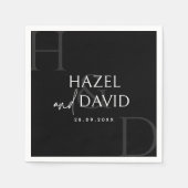 Modern Black and White Monogram Minimalist Wedding Serviette (Vorderseite)