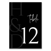 Modern Black and White Monogram Minimalist Wedding Tischnummer (Vorderseite)