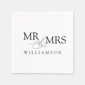 Modern Black and White Mr & Mrs. Name Serviette (Vorderseite)
