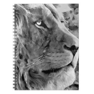 Modern black and white oil painting of king lion, notizblock
