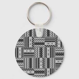Modern black and white pattern schlüsselanhänger