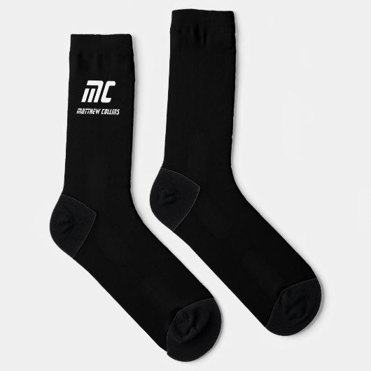 Modern Black and White Personalized Monogram Socken (Rechts)
