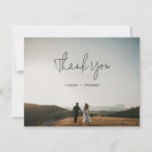 Modern Black and White Photo Chic Wedding Dankeskarte (Vorderseite)