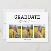 Modern Black and White Photo Graduation  Einladung (Vorderseite)