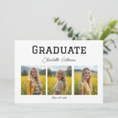 Modern Black and White Photo Graduation  Einladung (Stehend Vorderseite)