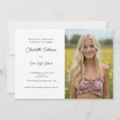 Modern Black and White Photo Graduation  Einladung (Rückseite)