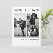 Modern Black and White Photo Newspaper Wedding Save The Date (Stehend Vorderseite)
