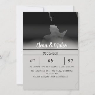 Modern Black and White Photo Wedding Invitation Einladung