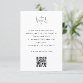 Modern Black and White QR Code Chic Wedding Begleitkarte