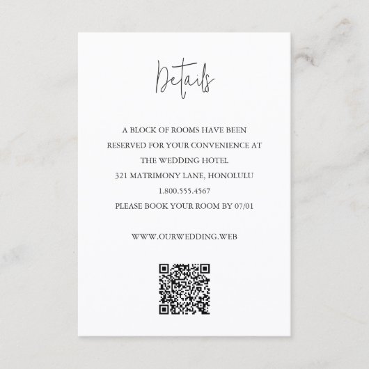 Modern Black and White QR Code Chic Wedding Begleitkarte (Vorderseite)