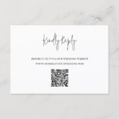Modern Black and White QR Code Chic Wedding RSVP Karte (Vorderseite)