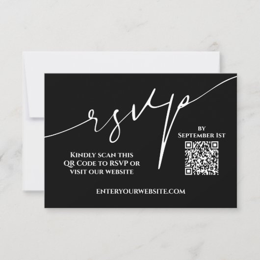 Modern Black and White QR Code Wedding RSVP (Vorderseite)
