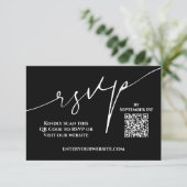 Modern Black and White QR Code Wedding RSVP (Stehend Vorderseite)