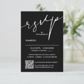 Modern Black and White QR Code Wedding RSVP (Stehend Vorderseite)