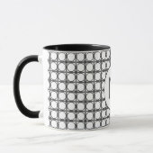 Modern Black and White Rattan Pattern Monogram Tasse (Links)