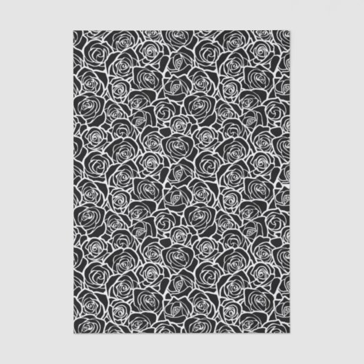Modern Black and White Roses Chic Floral Pattern Seidenpapier (Vorderseite)
