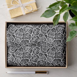 Modern Black and White Roses Chic Floral Pattern Seidenpapier