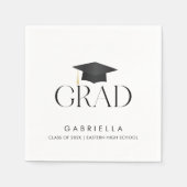 Modern Black and White Script Graduation Serviette (Vorderseite)