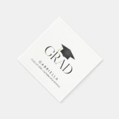 Modern Black and White Script Graduation Serviette (Ecke)