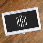 Modern Black and White Simple 3 Letter Monogram Visitenkarten Dose<br><div class="desc">Modern black and white First Last Middle name style three letter monogram design in a stylish bold all caps font. 
Customize the background color to match your business cards. 
Minimalist monogram design for him.</div>