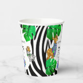 Modern Black and White Stripe Safari Baby Shower Pappbecher (Links)