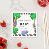 Modern Black and White Stripe Safari Baby Shower Serviette (Beispiel)