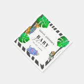 Modern Black and White Stripe Safari  Baby Shower  Serviette (Ecke)